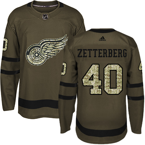 Adidas Red Wings #40 Henrik Zetterberg Green Salute to Service Stitched Youth NHL Jersey